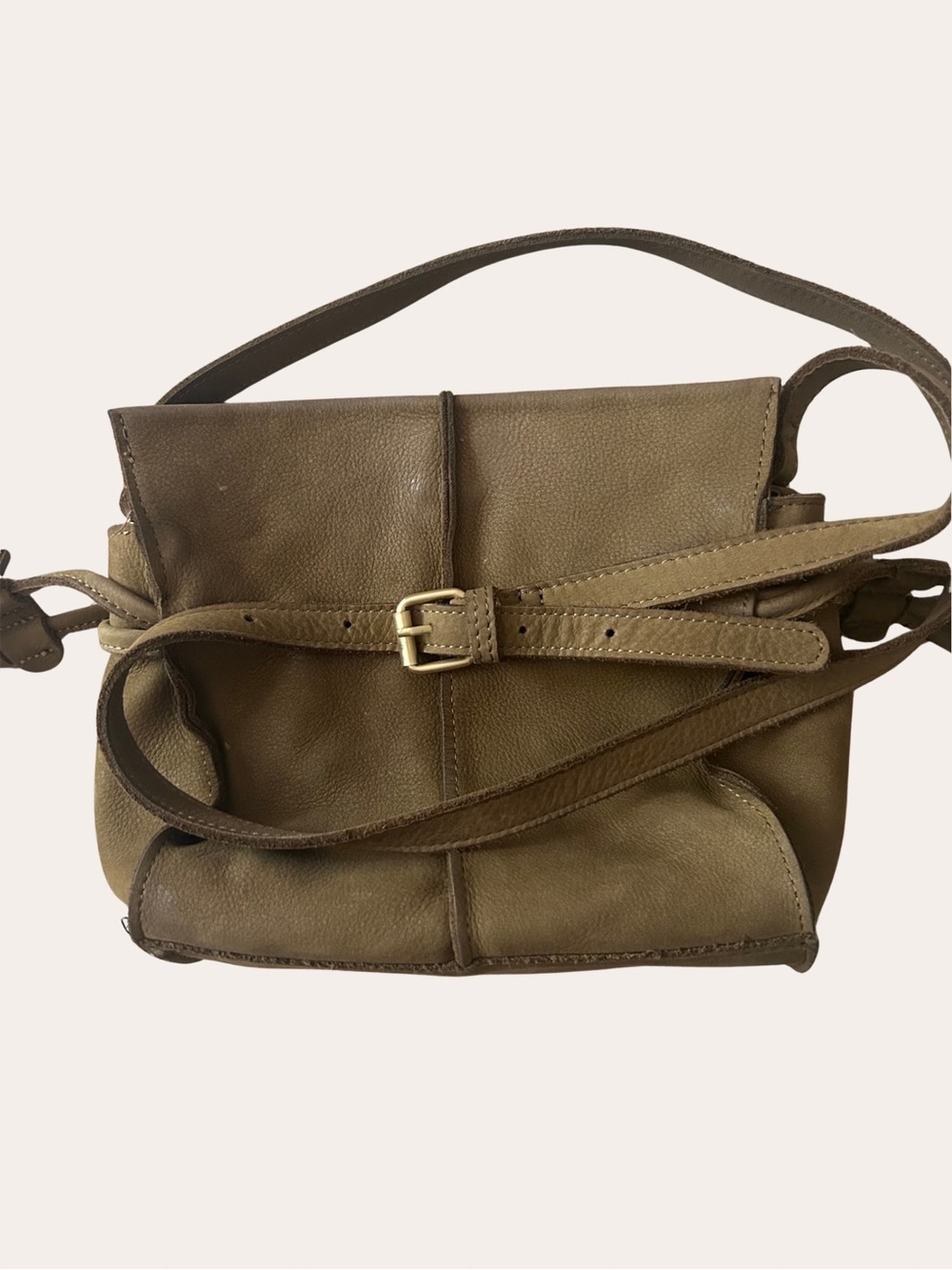 Anthropologie Miss Albright Tela Crossbody Bag Olive Suede Leather Boho